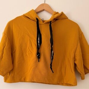 ALO Yoga Golden Yellow Cropped Knit Hoodie